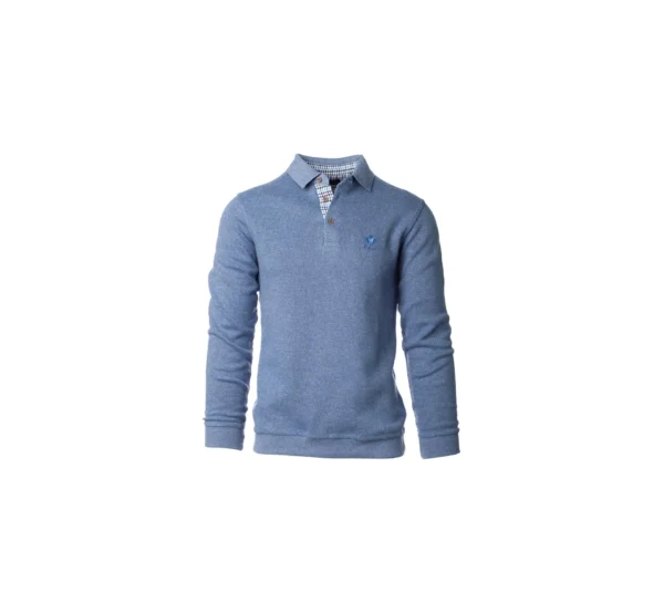 Polo en tricot à longues manches Ethnic Blue Polo en tricot à manches longues Ethnic Blue 5980P